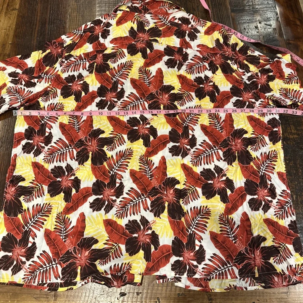 Island‎ Passport Hawaiian  Shirt Mens 3XL Button Up Floral 100% Rayon